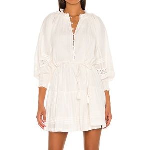 Cleobella Meadow Long Sleeve Mini Dress in Ivory White Eyelet Lace size Small